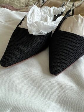 Dior Black Pointed Slingback Mules